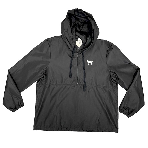 Pink Victoria's Secret Anorak Raincoat Pullover Windbreaker Rain Jacket Hoodie L - Picture 2 of 10